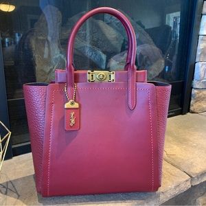 Coach Troupe Deep Red Top-Handle Crossbody Tote